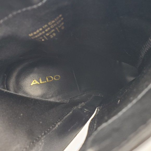 Aldo Tealith Black Leather Heel Ankle Boots size 8.5 - Picture 10 of 12